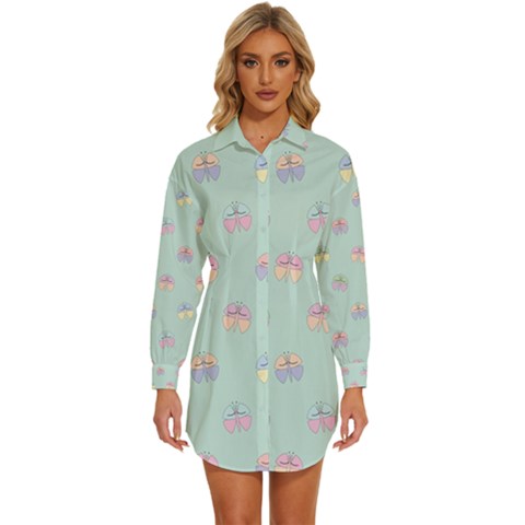 Butterfly-15 Womens Long Sleeve Shirt Dress by nateshop