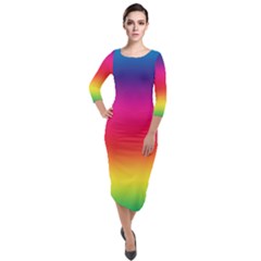 Spectrum Quarter Sleeve Midi Velour Bodycon Dress by nateshop