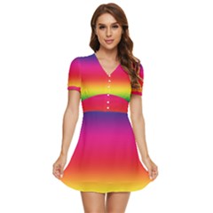 Spectrum V-neck High Waist Chiffon Mini Dress by nateshop