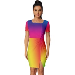 Spectrum Fitted Knot Split End Bodycon Dress by nateshop