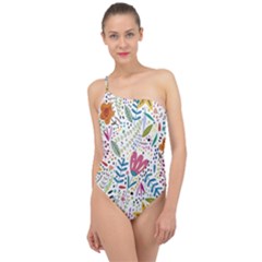 Flowers-484 Classic One Shoulder Swimsuit by nateshop