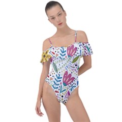 Flowers-484 Frill Detail One Piece Swimsuit by nateshop