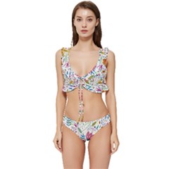 Flowers-484 Low Cut Ruffle Edge Bikini Set by nateshop