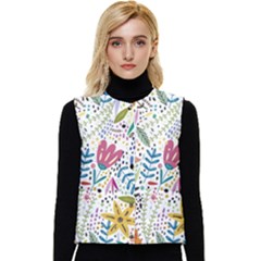 Flowers-484 Women s Short Button Up Puffer Vest by nateshop