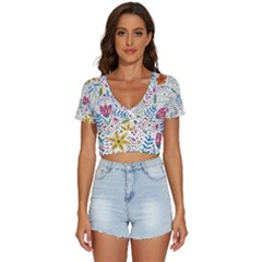 Flowers-484 V-neck Crop Top by nateshop