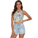 Flowers-484 Backless Halter Cami Shirt View1