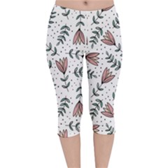 Flowers-49 Velvet Capri Leggings  by nateshop