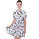 Flowers-49 Short Sleeve Shoulder Cut Out Dress  View1