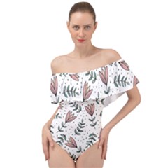 Flowers-49 Off Shoulder Velour Bodysuit  by nateshop