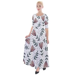 Flowers-49 Half Sleeves Maxi Dress by nateshop