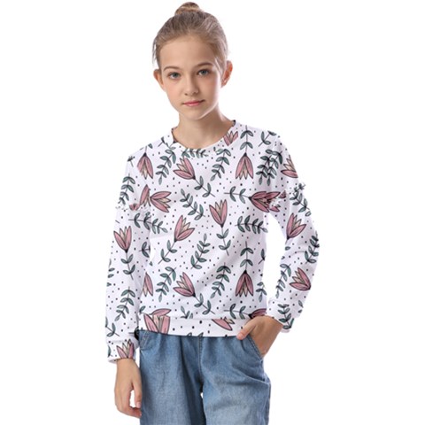 Flowers-49 Kids  Long Sleeve Tee With Frill  by nateshop