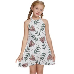 Flowers-49 Kids  Halter Collar Waist Tie Chiffon Dress by nateshop