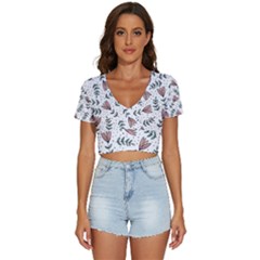 Flowers-49 V-neck Crop Top by nateshop