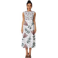 Flowers-49 Sleeveless Round Neck Midi Dress by nateshop