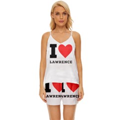 I Love Lawrence V-neck Satin Pajamas Set by ilovewhateva