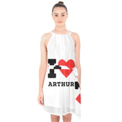 I Love Arthur Halter Collar Waist Tie Chiffon Dress by ilovewhateva