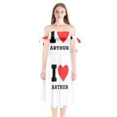 I Love Arthur Shoulder Tie Bardot Midi Dress by ilovewhateva