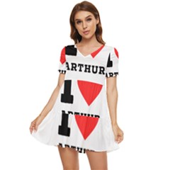 I Love Arthur Tiered Short Sleeve Babydoll Dress by ilovewhateva