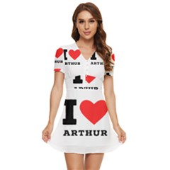 I Love Arthur V-neck High Waist Chiffon Mini Dress by ilovewhateva