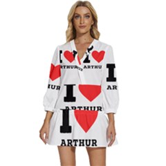 I Love Arthur V-neck Placket Mini Dress by ilovewhateva