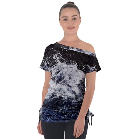 Tempestuous Beauty Art Print Off Shoulder Tie-up Tee by dflcprintsclothing