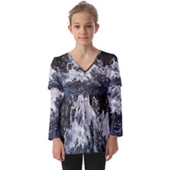 Tempestuous Beauty Art Print Kids  V Neck Casual Top by dflcprintsclothing