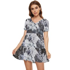 Tempestuous Beauty Art Print Tiered Short Sleeve Babydoll Dress