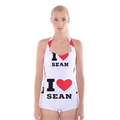 I Love Sean Boyleg Halter Swimsuit  by ilovewhateva