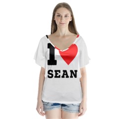 I Love Sean V-neck Flutter Sleeve Top by ilovewhateva