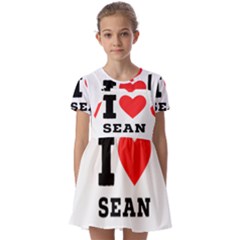 I Love Sean Kids  Short Sleeve Pinafore Style Dress by ilovewhateva