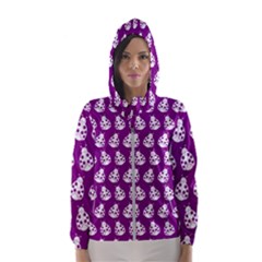 Ladybug Vector Geometric Tile Pattern Women s Hooded Windbreaker by GardenOfOphir