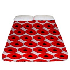 Red Peony Flower Pattern Fitted Sheet (king Size) by GardenOfOphir