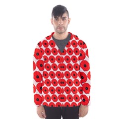 Red Peony Flower Pattern Men s Hooded Windbreaker by GardenOfOphir