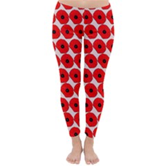 Red Peony Flower Pattern Classic Winter Leggings by GardenOfOphir