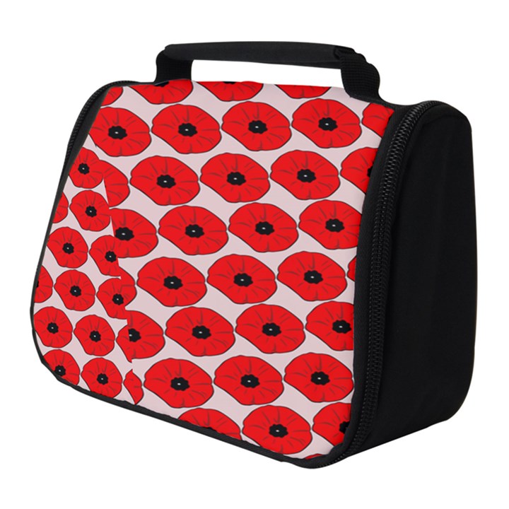 Red Peony Flower Pattern Full Print Travel Pouch (Small)