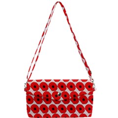 Red Peony Flower Pattern Removable Strap Clutch Bag by GardenOfOphir