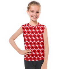 Red Peony Flower Pattern Kids  Mesh Tank Top by GardenOfOphir