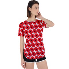 Red Peony Flower Pattern Perpetual Short Sleeve T-shirt by GardenOfOphir