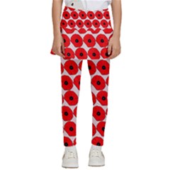 Red Peony Flower Pattern Kids  Skirted Pants by GardenOfOphir