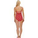 Red Peony Flower Pattern Knot Front One-Piece Swimsuit View4