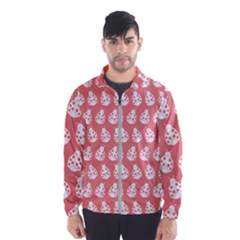 Coral And White Lady Bug Pattern Men s Windbreaker by GardenOfOphir