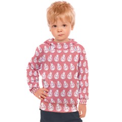 Coral And White Lady Bug Pattern Kids  Hooded Pullover by GardenOfOphir