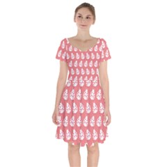 Coral And White Lady Bug Pattern Short Sleeve Bardot Dress by GardenOfOphir