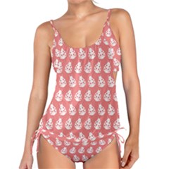 Coral And White Lady Bug Pattern Tankini Set by GardenOfOphir