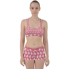 Coral And White Lady Bug Pattern Perfect Fit Gym Set by GardenOfOphir