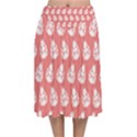 Coral And White Lady Bug Pattern Velvet Flared Midi Skirt View1