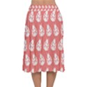 Coral And White Lady Bug Pattern Velvet Flared Midi Skirt View2