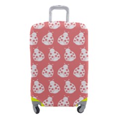 Coral And White Lady Bug Pattern Luggage Cover (small) by GardenOfOphir