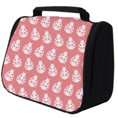 Coral And White Lady Bug Pattern Full Print Travel Pouch (big) by GardenOfOphir