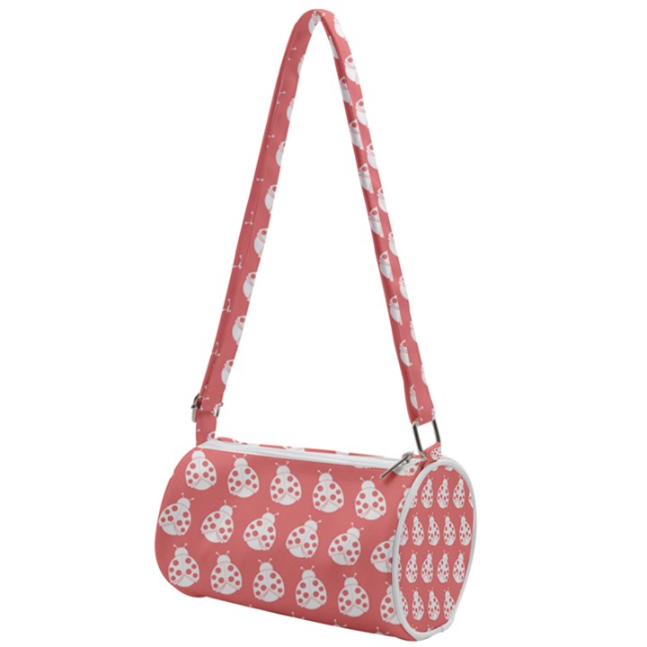 Coral And White Lady Bug Pattern Mini Cylinder Bag